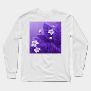 White Violet Flowers Long Sleeve T-Shirt